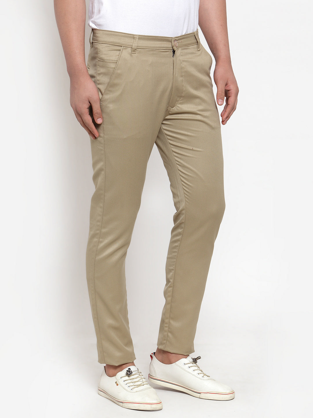 Jainish Men Beige Slim Fit Formal Trousers ( FGP 253Beigexxx ) | Swadesiicart
