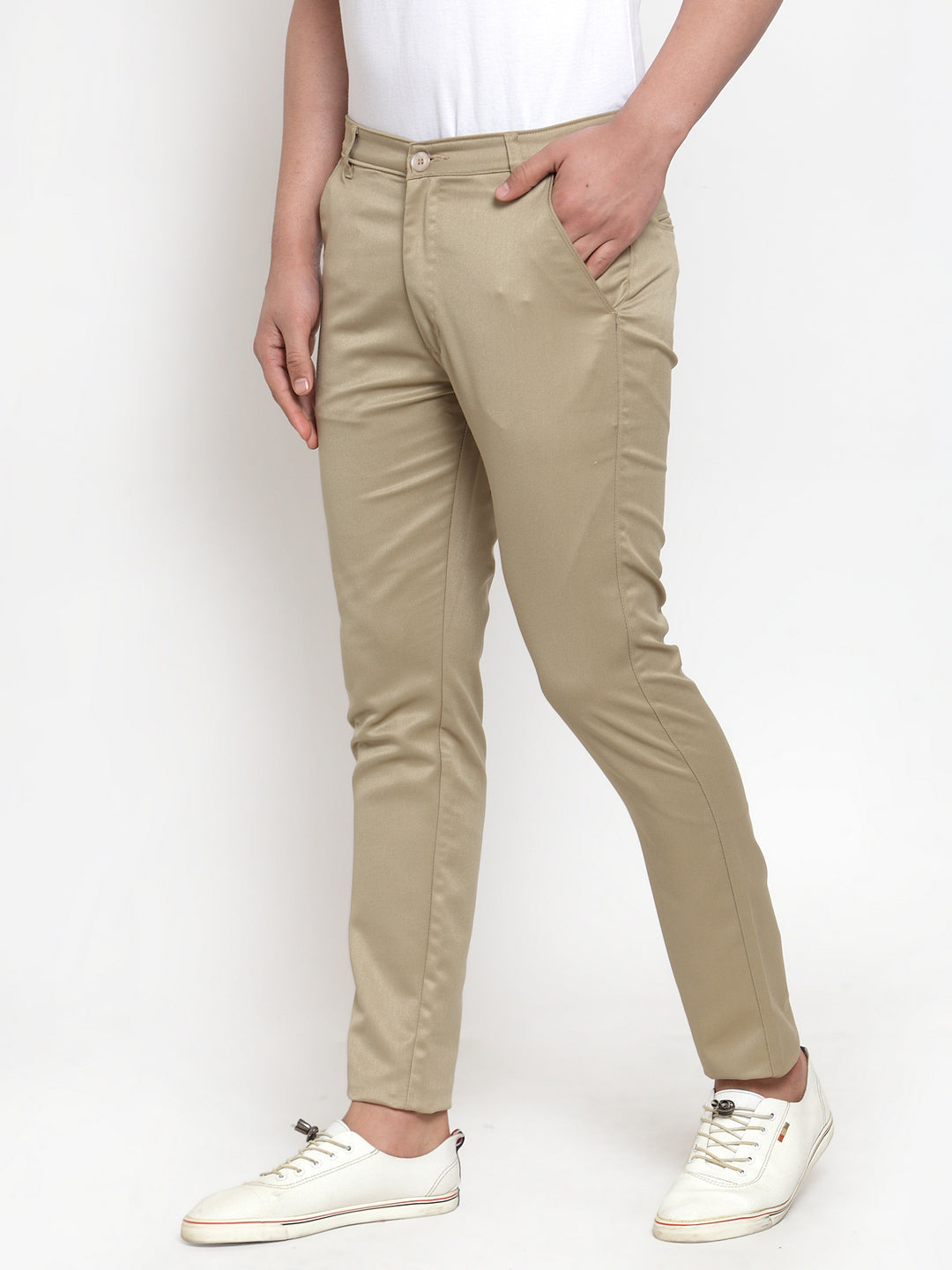 Jainish Men Beige Slim Fit Formal Trousers ( FGP 253Beigexxx ) | Swadesiicart