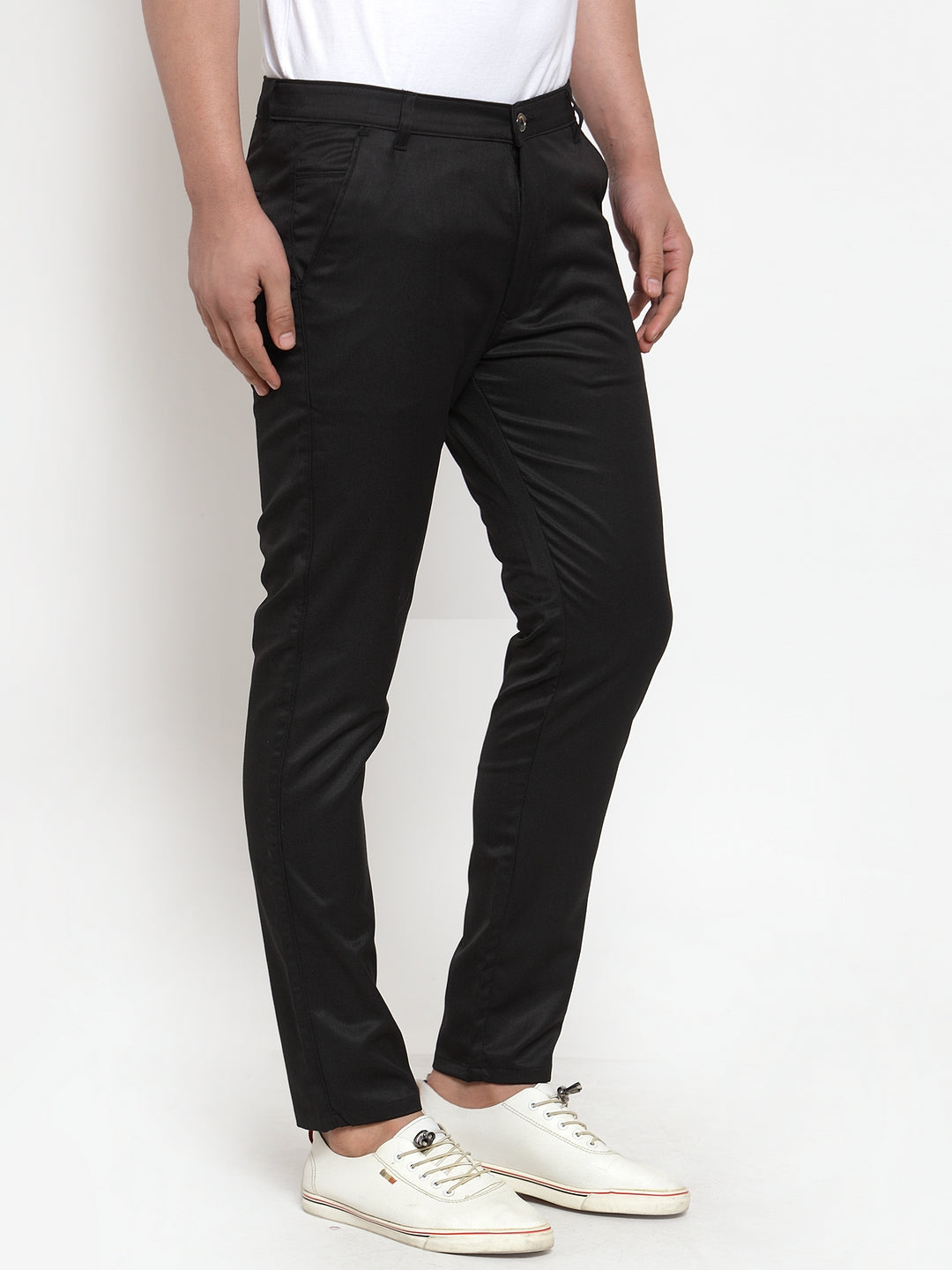 Jainish Men's Black Solid Formal Trousers ( FGP 253Black ) | Swadesiicart