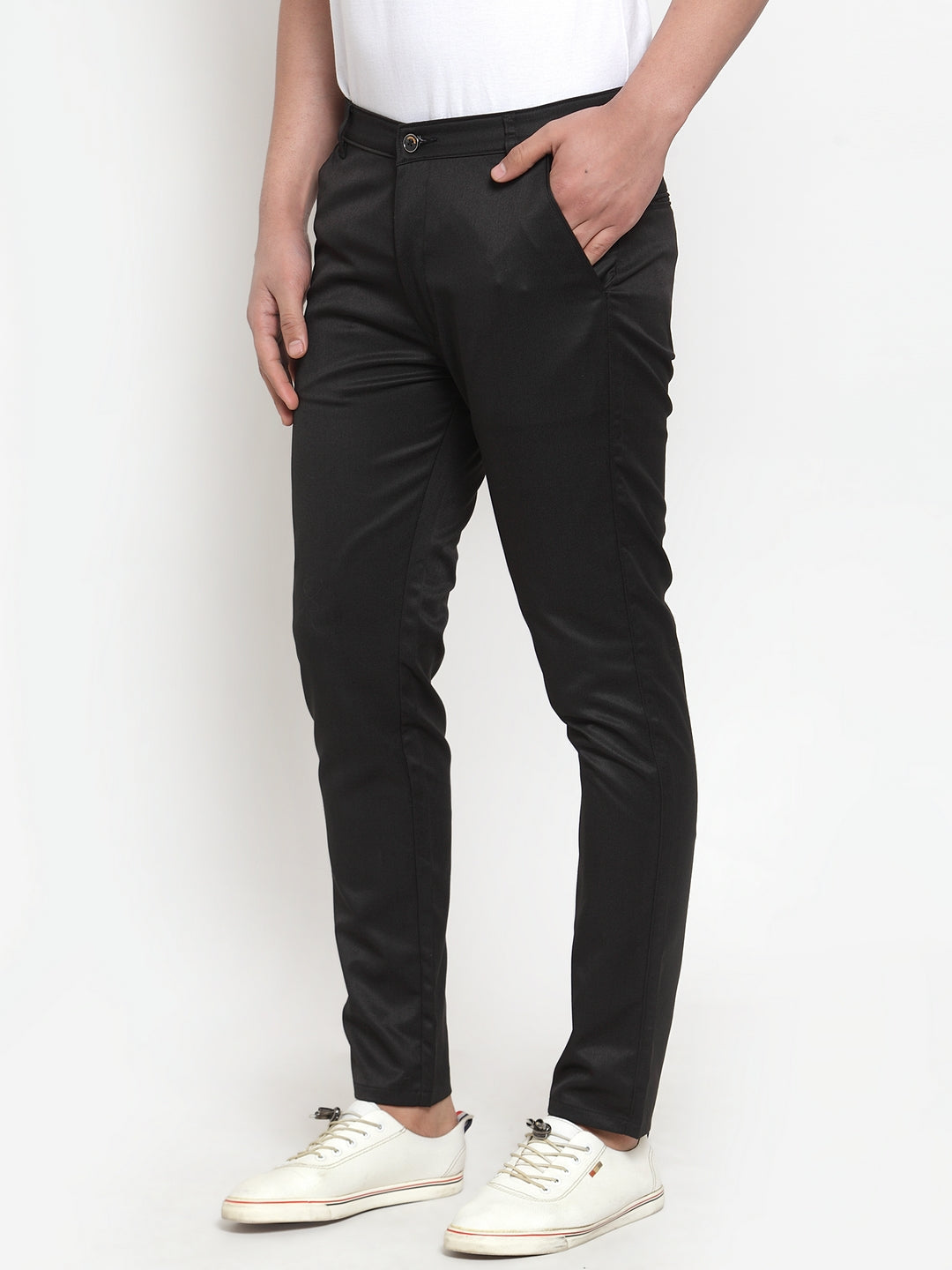 Jainish Men's Black Solid Formal Trousers ( FGP 253Black ) | Swadesiicart
