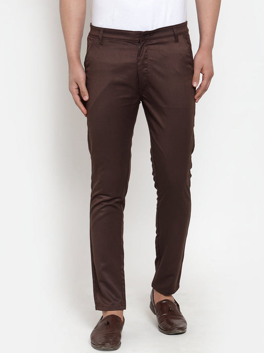 Jainish Men's Brown Solid Formal Trousers ( FGP 253Coffee ) | Swadesiicart