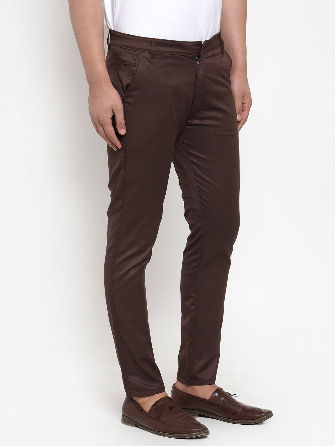 Jainish Men's Brown Solid Formal Trousers ( FGP 253Coffee ) | Swadesiicart