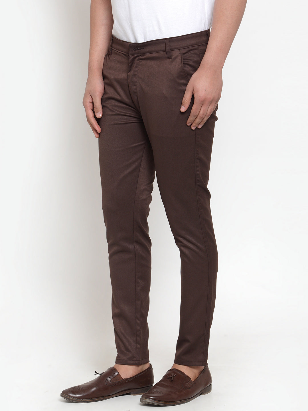 Jainish Men's Brown Solid Formal Trousers ( FGP 253Coffee ) | Swadesiicart