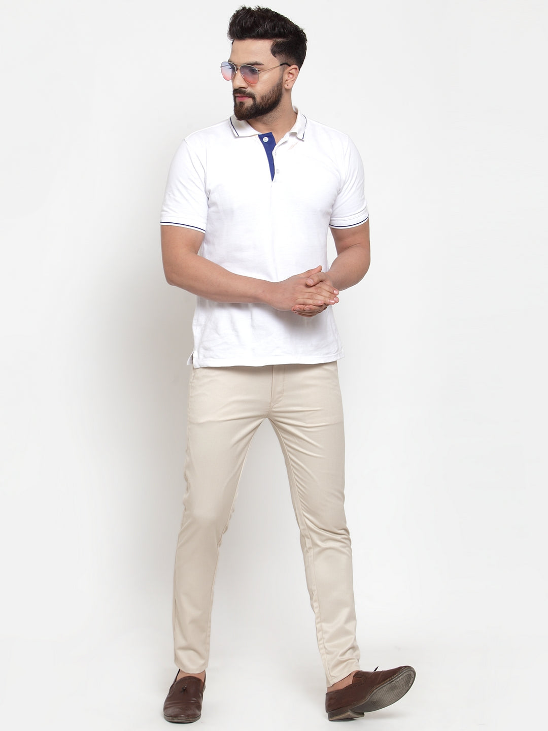 Jainish Men's Cream Solid Formal Trousers ( FGP 253Cream ) | Swadesiicart