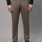 Jainish Men's Dark-Beige Tapered Fit Formal Trousers | Swadesiicart