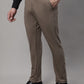 Jainish Men's Dark-Beige Tapered Fit Formal Trousers | Swadesiicart