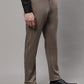 Jainish Men's Dark-Beige Tapered Fit Formal Trousers | Swadesiicart