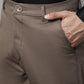 Jainish Men's Dark-Beige Tapered Fit Formal Trousers | Swadesiicart