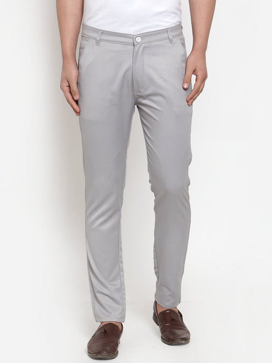 Jainish Men's Grey Solid Formal Trousers ( FGP 253Light-Grey ) | Swadesiicart