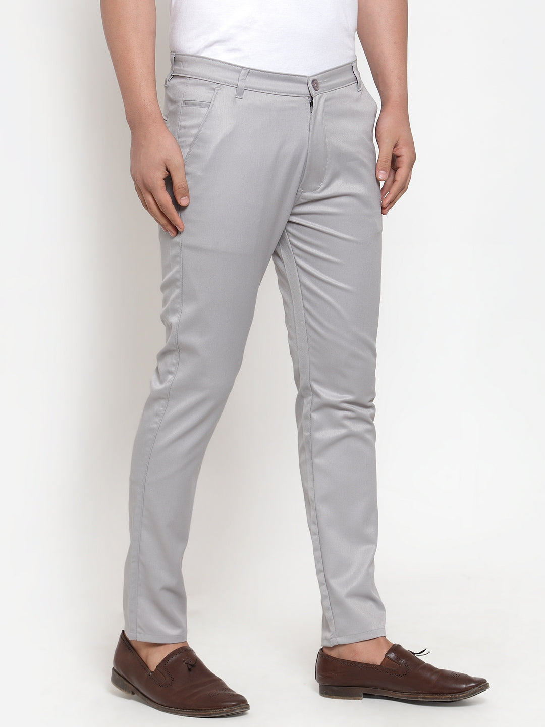 Jainish Men's Grey Solid Formal Trousers ( FGP 253Light-Grey ) | Swadesiicart