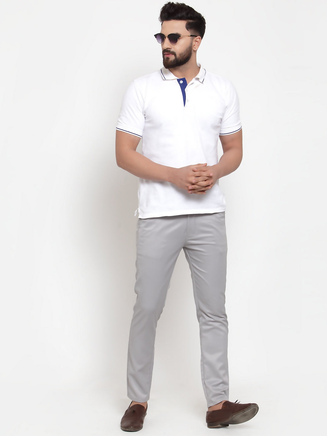 Jainish Men's Grey Solid Formal Trousers ( FGP 253Light-Grey ) | Swadesiicart