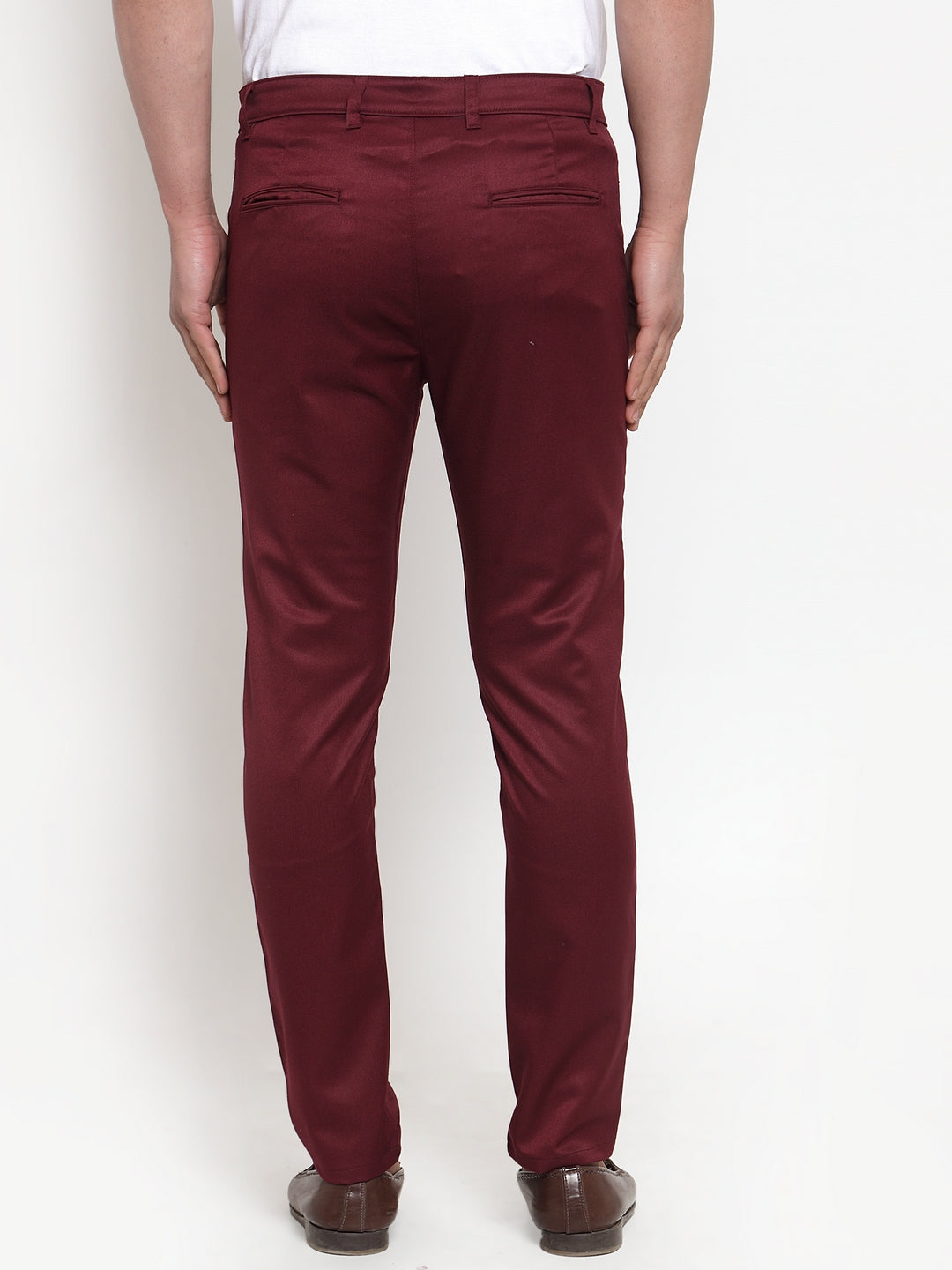Jainish Men's Maroon Solid Formal Trousers ( FGP 253Maroon ) | Swadesiicart