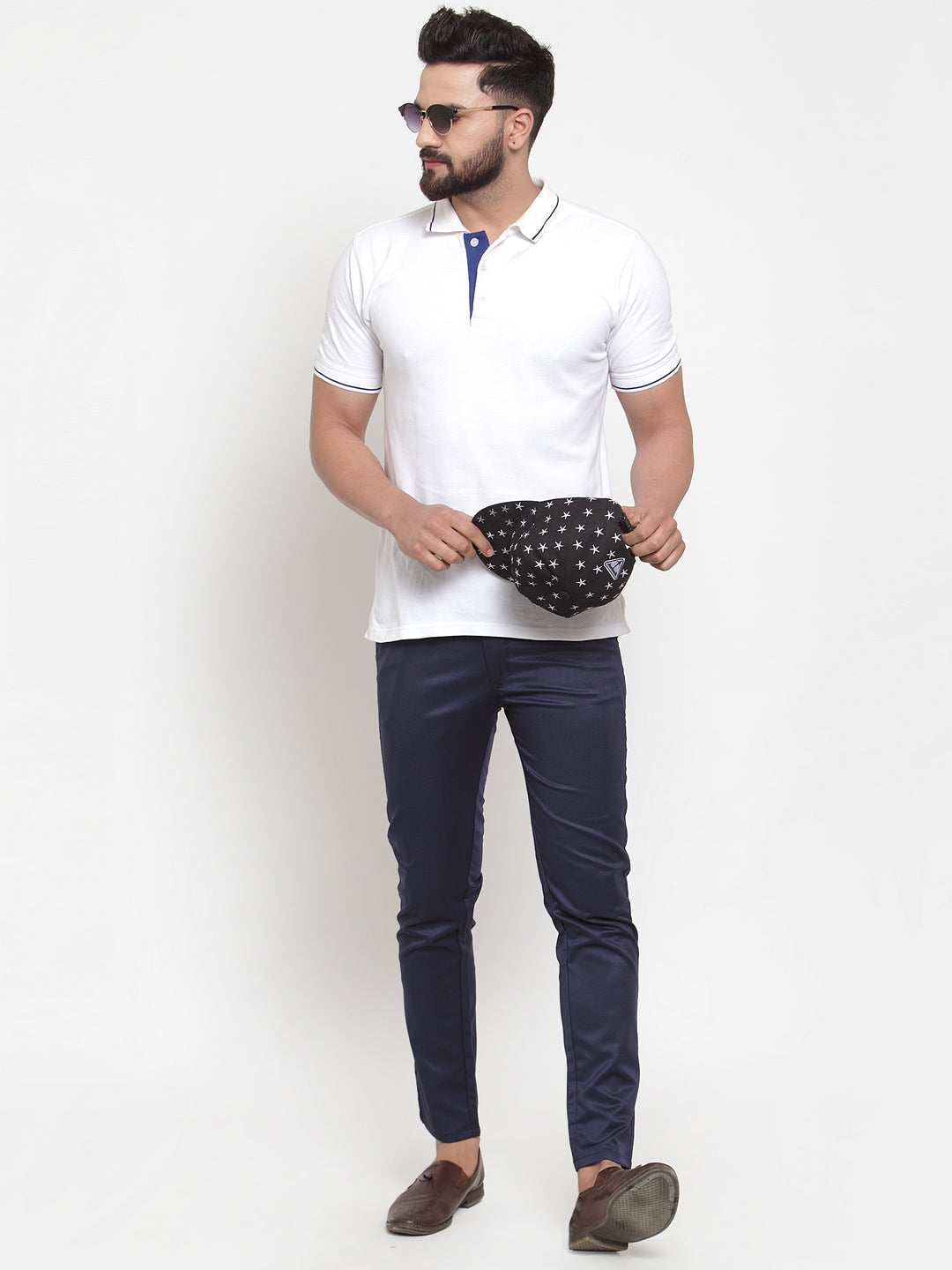 Jainish Men's Navy Solid Formal Trousers ( FGP 253Navy ) | Swadesiicart
