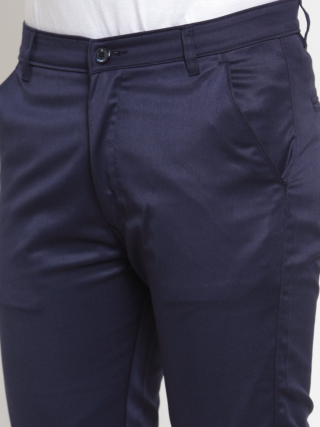 Jainish Men's Navy Solid Formal Trousers ( FGP 253Navy ) | Swadesiicart