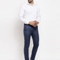 Jainish Men's Navy Cotton Checked Formal Trousers ( GP 259Navy-Blue ) | Swadesiicart