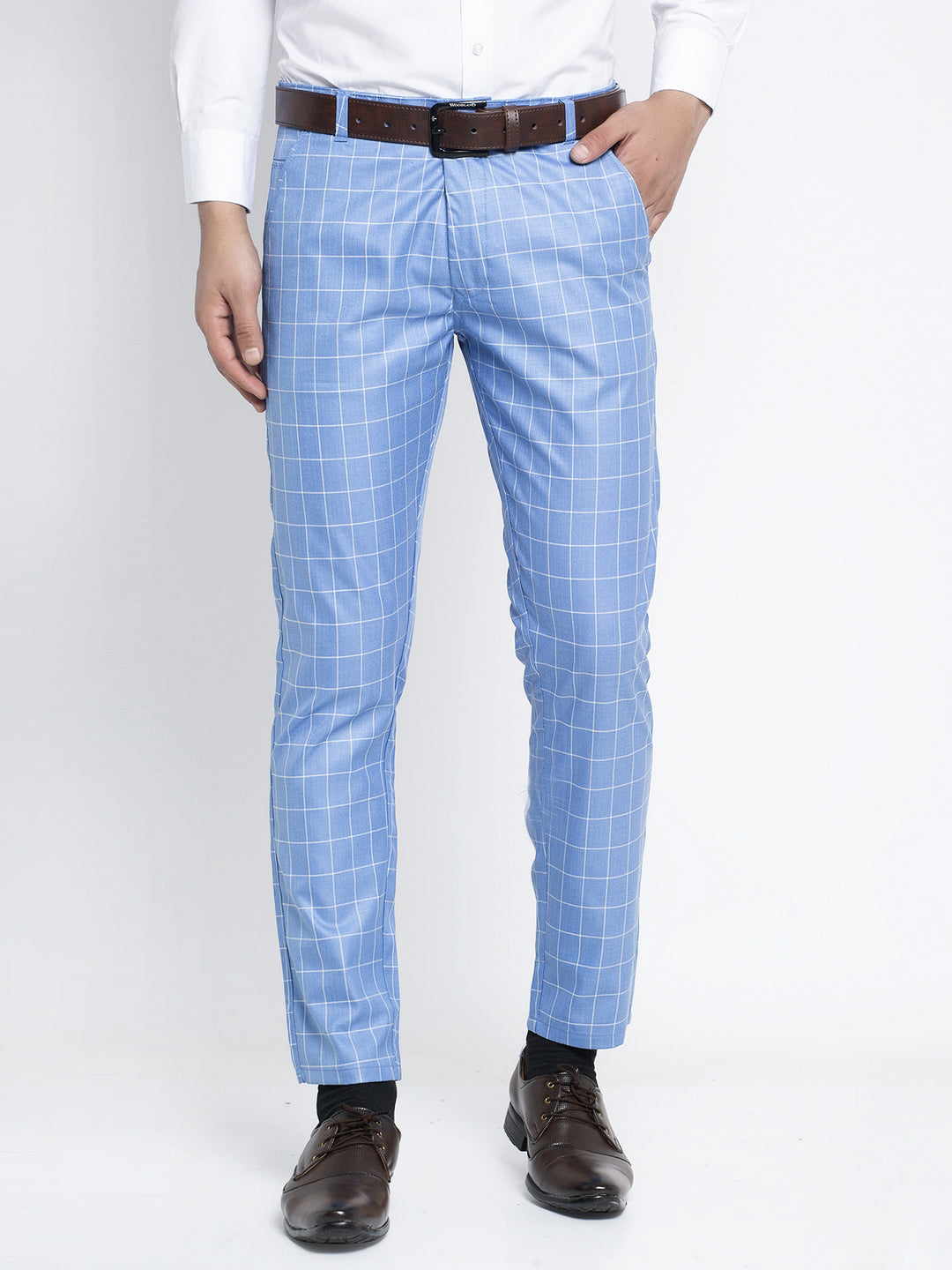 Jainish Men's Blue Formal Trousers ( FGP 260Light-Blue ) | Swadesiicart