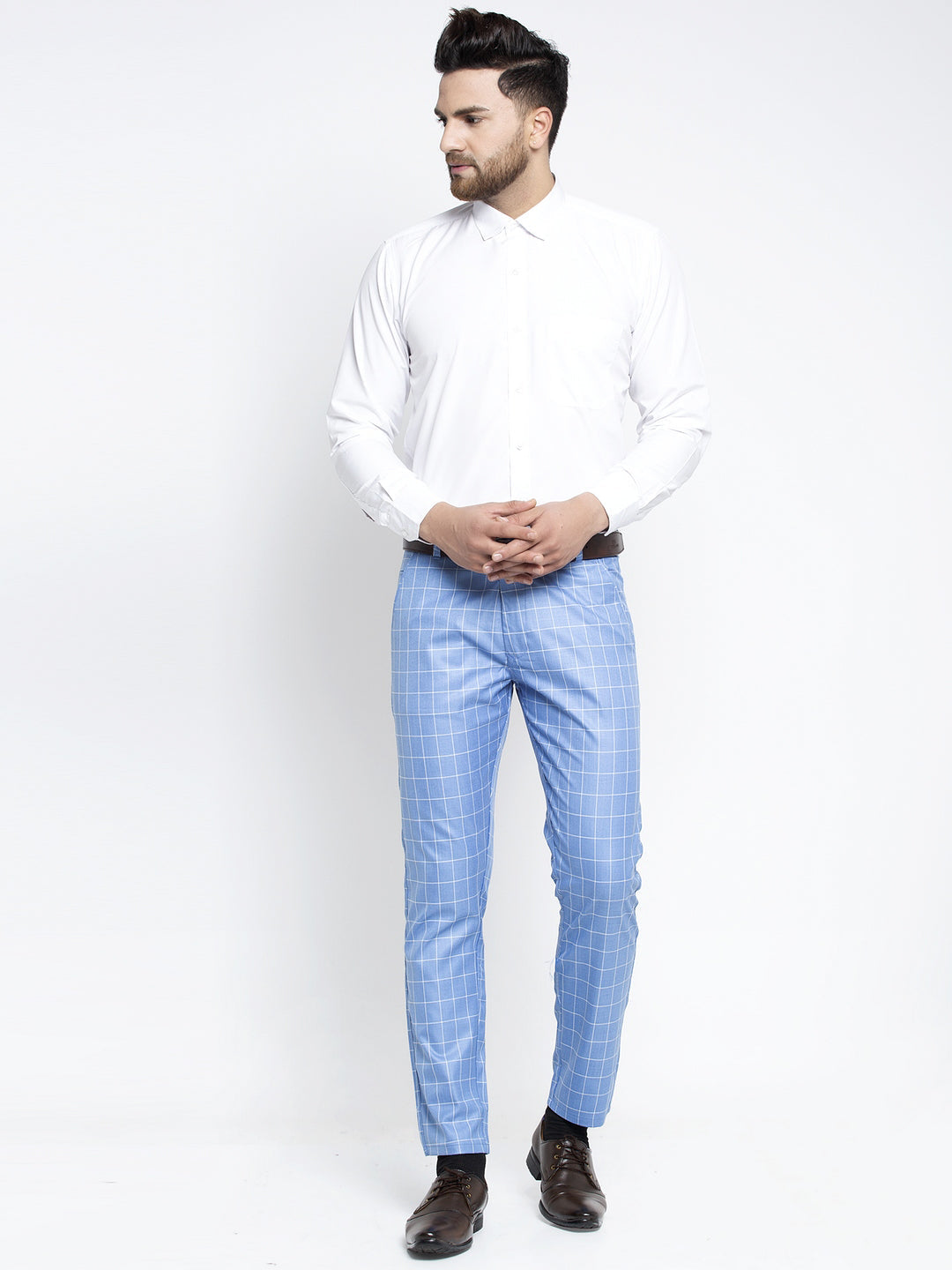 Jainish Men's Blue Formal Trousers ( FGP 260Light-Blue ) | Swadesiicart