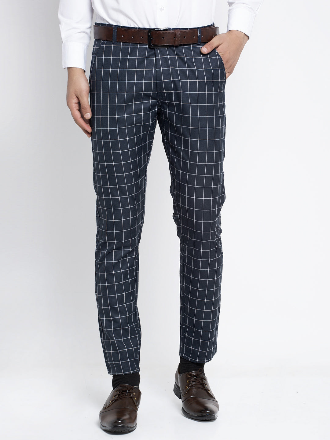 Jainish Men's Navy Formal Trousers ( FGP 260Navy ) | Swadesiicart
