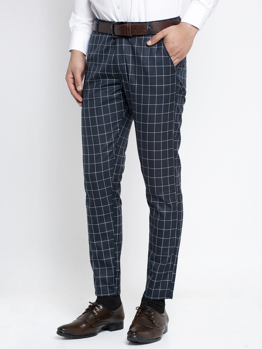 Jainish Men's Navy Formal Trousers ( FGP 260Navy ) | Swadesiicart
