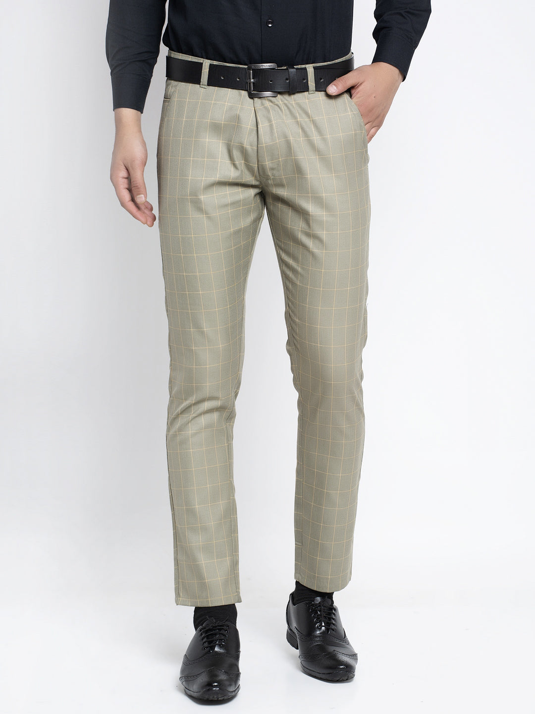 Jainish Men's Green Formal Trousers ( FGP 260Pista ) | Swadesiicart