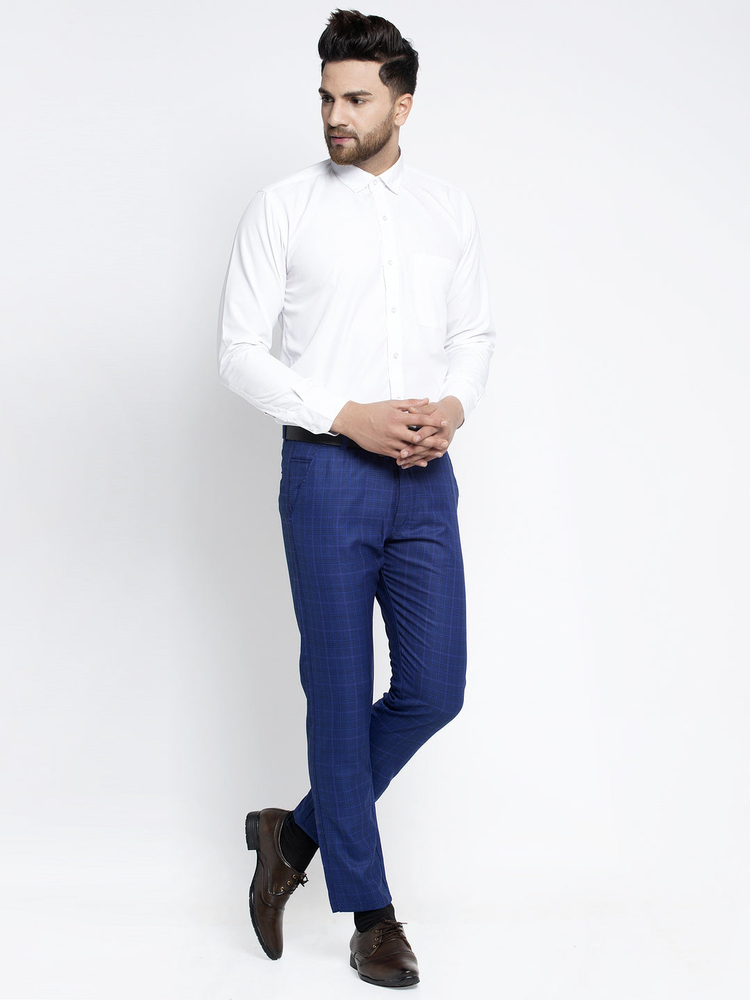 Jainish Men's Blue Formal Trousers ( FGP 261Blue ) | Swadesiicart