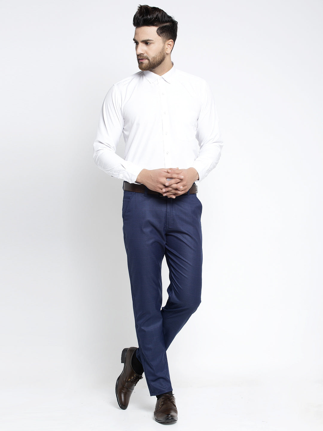 Jainish Men's Blue Formal Trousers ( FGP 262Blue ) | Swadesiicart