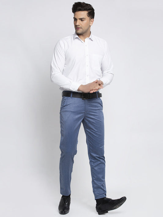 Jainish Men's Blue Cotton Solid Formal Trousers ( FGP 265Indigo ) | Swadesiicart