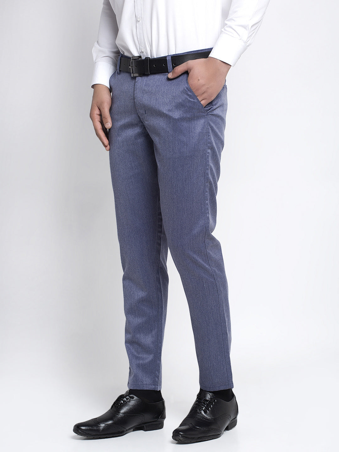 Jainish Men's Blue Cotton Solid Formal Trousers ( FGP 265Navy ) | Swadesiicart