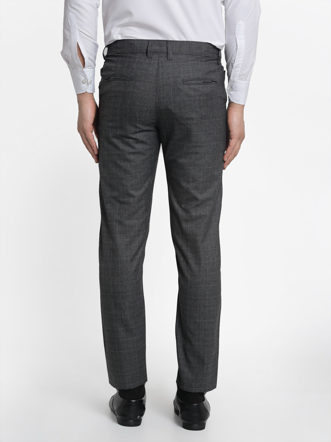 Jainish Men's Charcoal Checked Formal Trousers ( FGP 266Charcoal ) | Swadesiicart