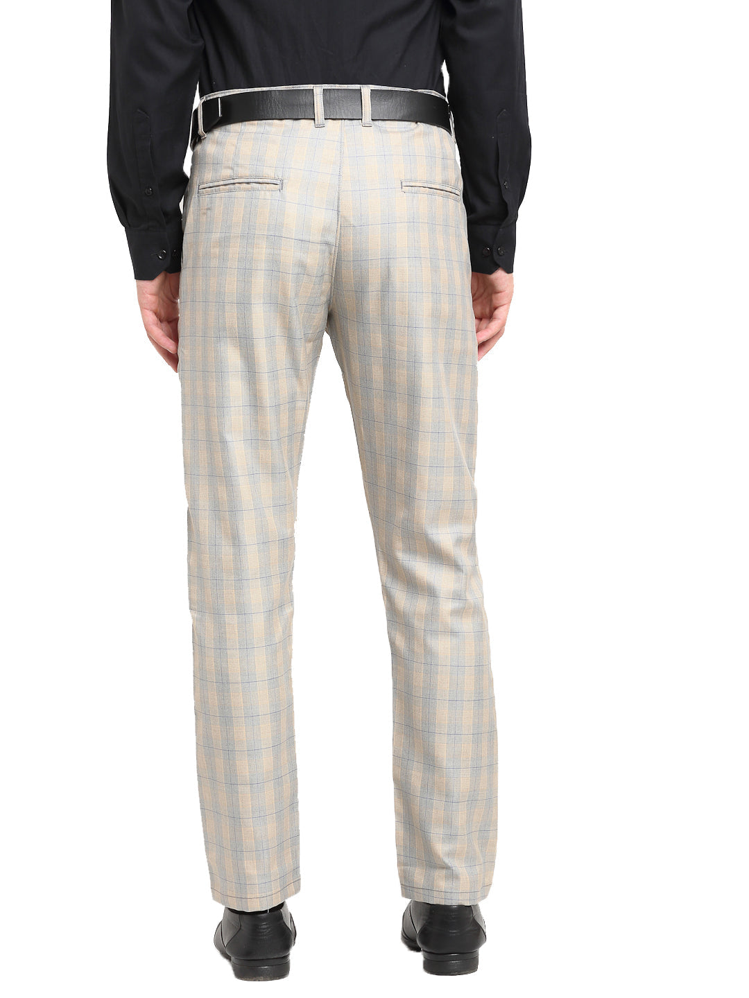 Jainish Men's Blue Cotton Checked Formal Trousers ( FGP 267Blue ) | Swadesiicart
