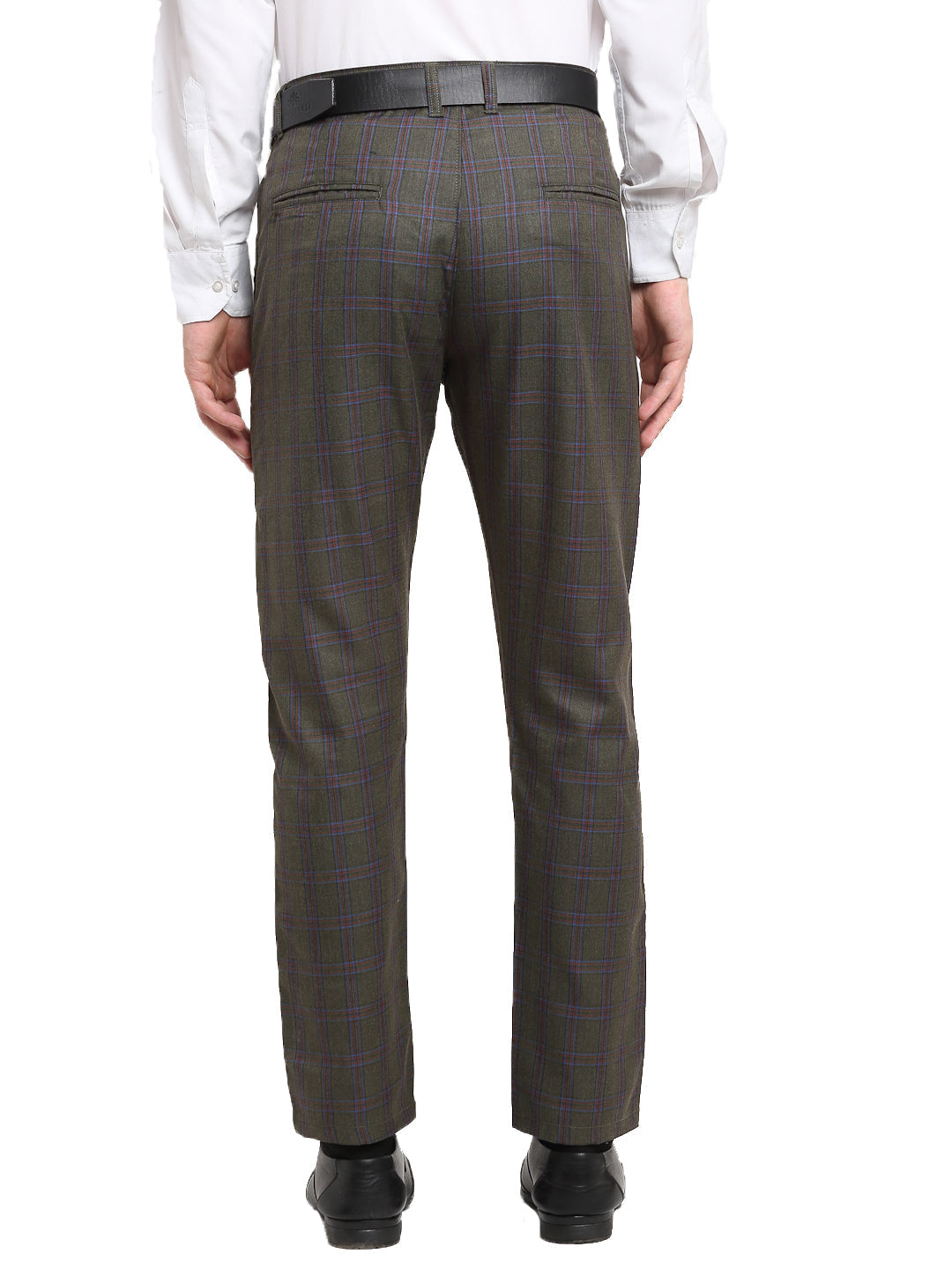 Jainish Men's Black Cotton Checked Formal Trousers ( FGP 267Charcoal ) | Swadesiicart