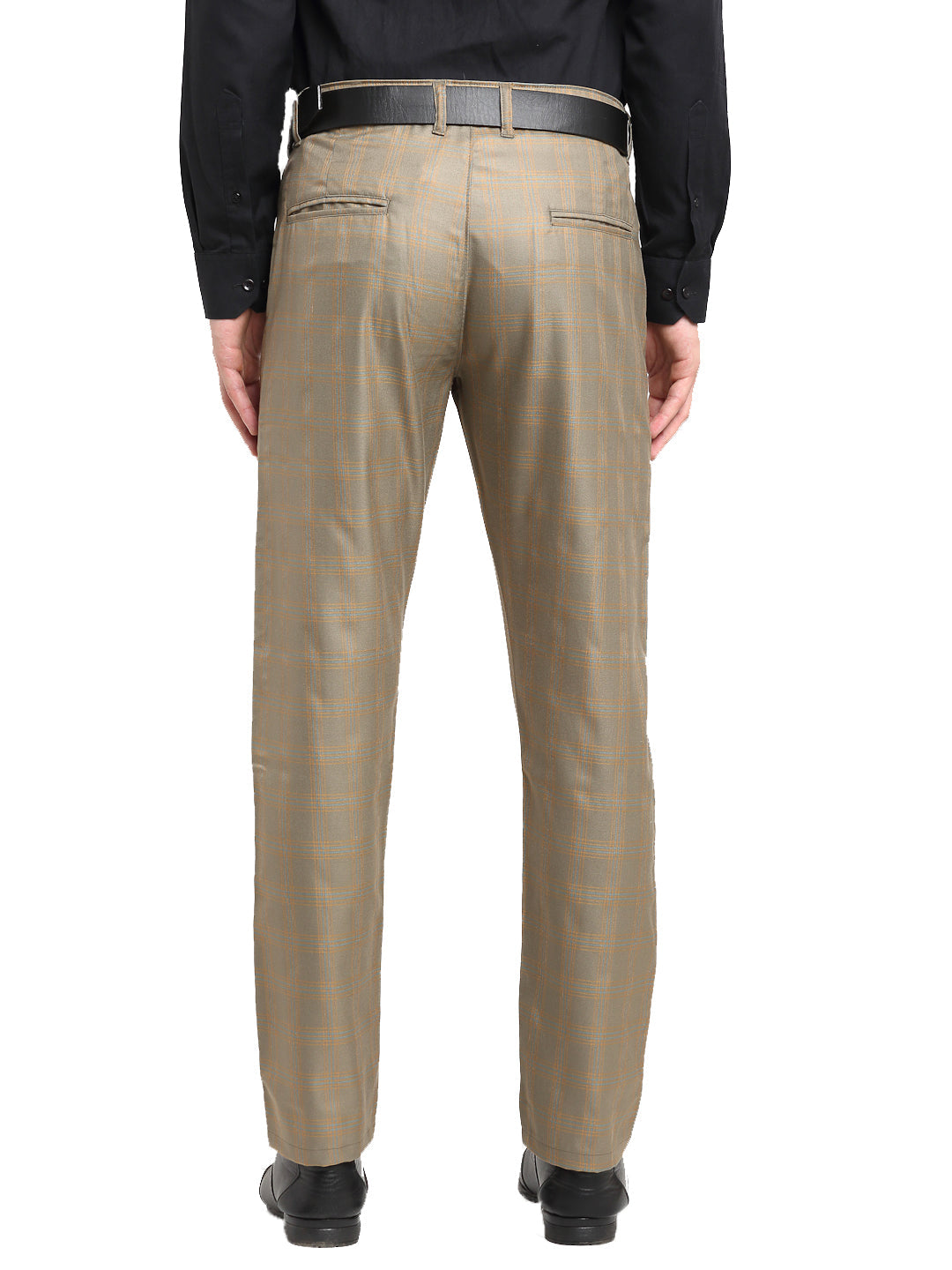 Jainish Men's Brown Cotton Checked Formal Trousers ( FGP 267Dark-Brown ) | Swadesiicart