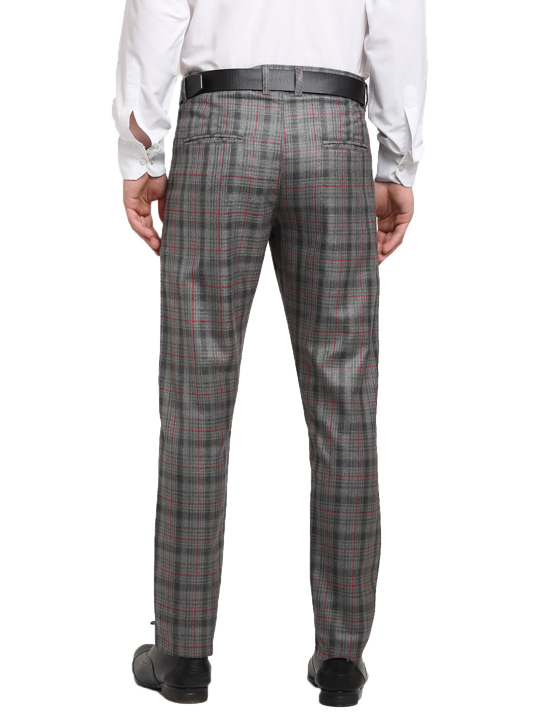 Jainish Men's Grey Cotton Checked Formal Trousers ( FGP 267Grey ) | Swadesiicart