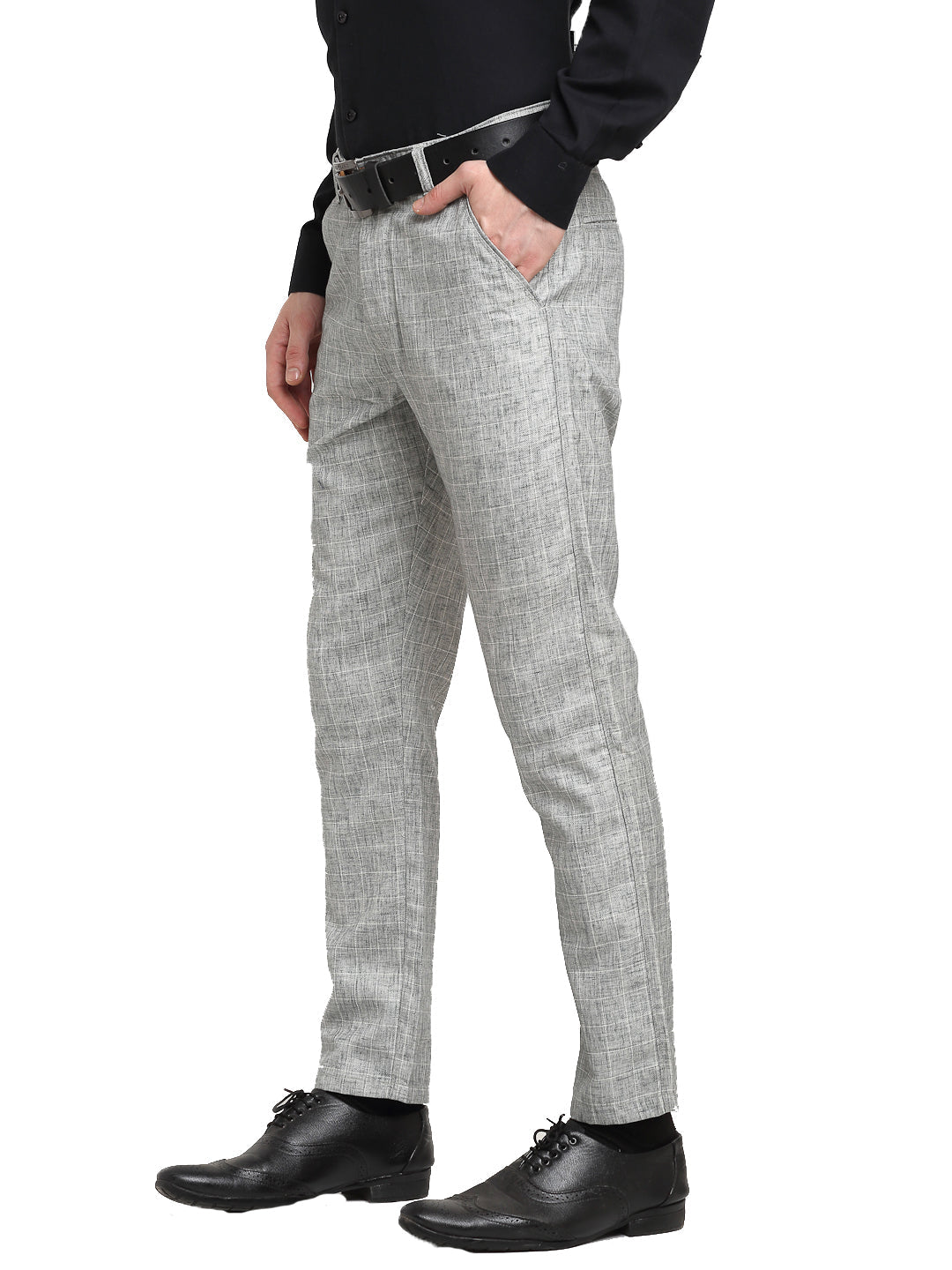 Jainish Men's Grey Cotton Solid Formal Trousers ( FGP 268Grey ) | Swadesiicart