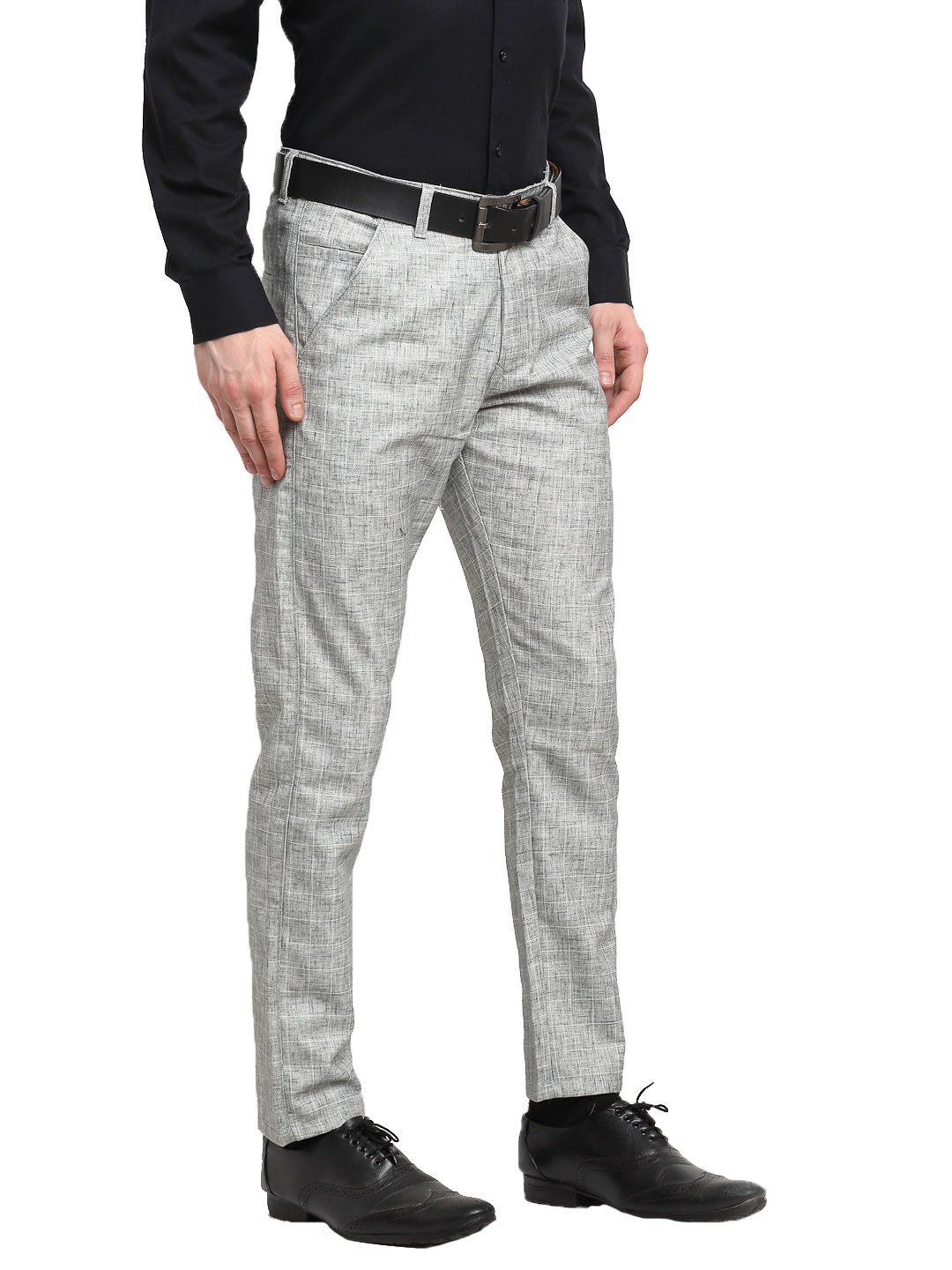 Jainish Men's Grey Cotton Solid Formal Trousers ( FGP 268Grey ) | Swadesiicart