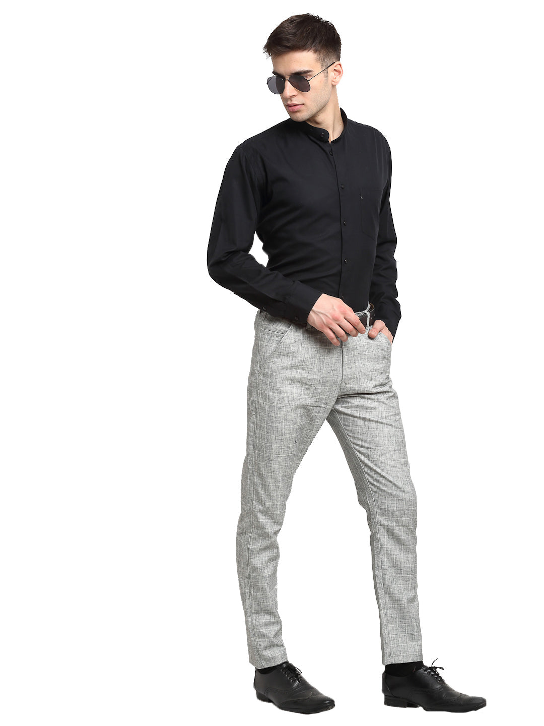 Jainish Men's Grey Cotton Solid Formal Trousers ( FGP 268Grey ) | Swadesiicart