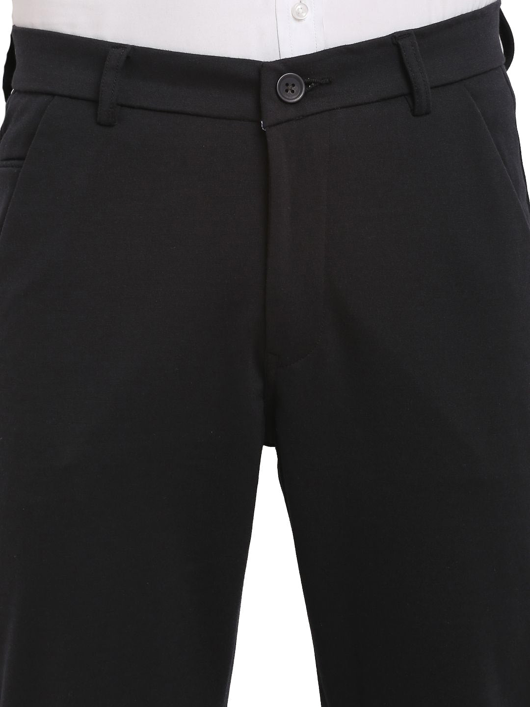 Jainish Men's Black 4-Way Lycra Tapered Fit Trousers ( FGP 269Black ) | Swadesiicart