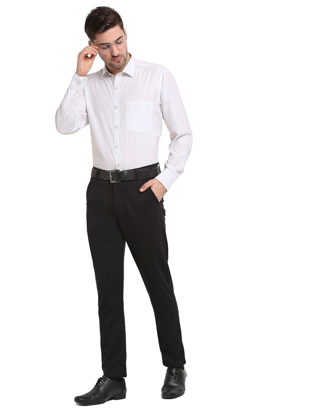 Jainish Men's Black 4-Way Lycra Tapered Fit Trousers ( FGP 269Black ) | Swadesiicart