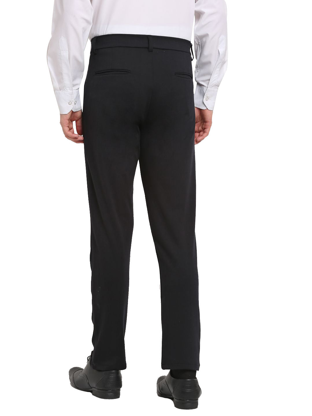 Jainish Men's Black 4-Way Lycra Tapered Fit Trousers ( FGP 269Black ) | Swadesiicart