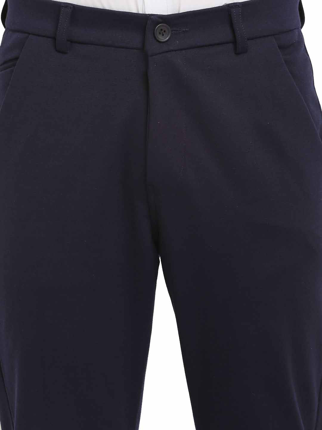 Jainish Men's Navy Blue 4-Way Lycra Tapered Fit Trousers ( FGP 269Navy ) | Swadesiicart