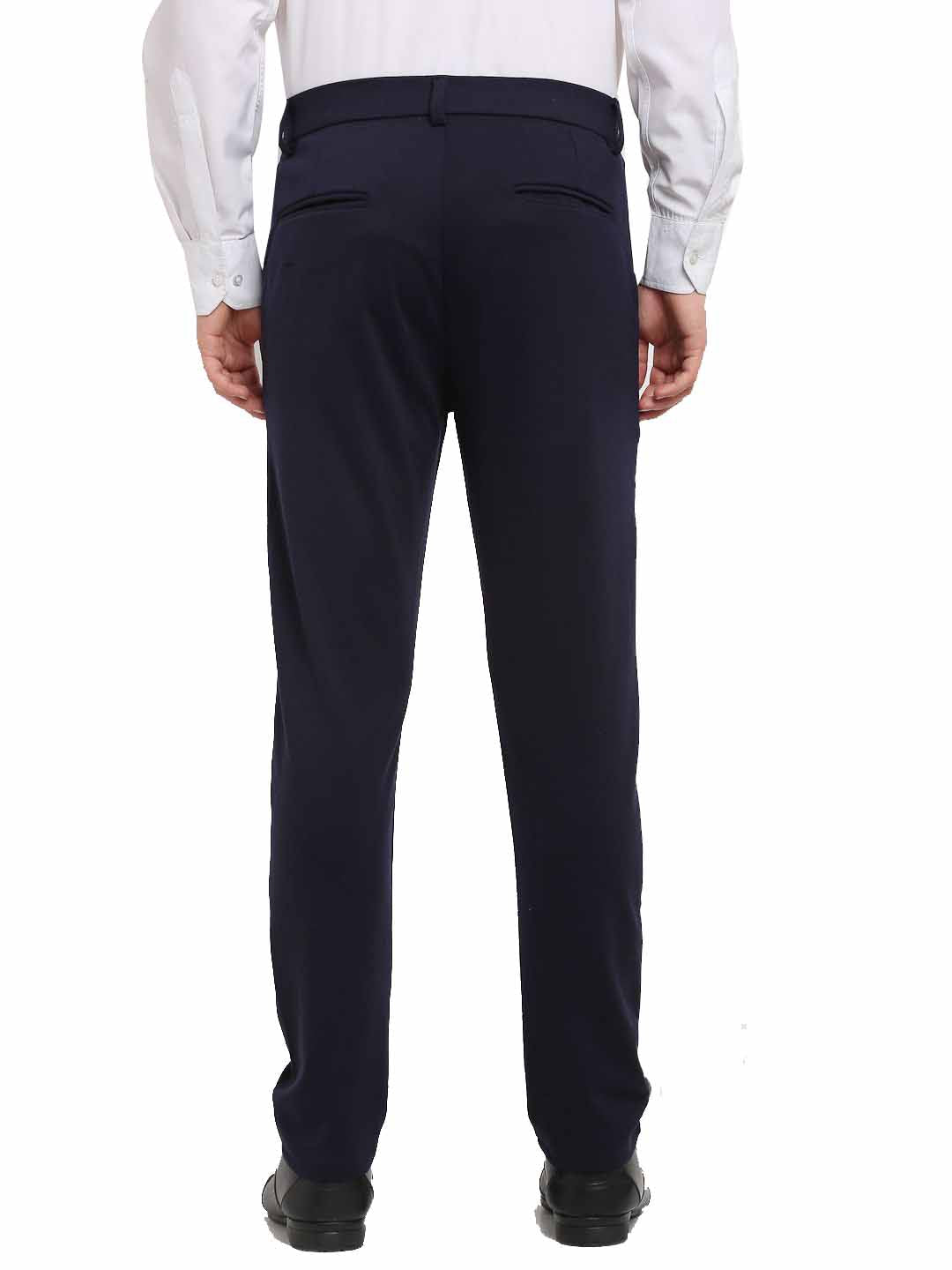 Jainish Men's Navy Blue 4-Way Lycra Tapered Fit Trousers ( FGP 269Navy ) | Swadesiicart