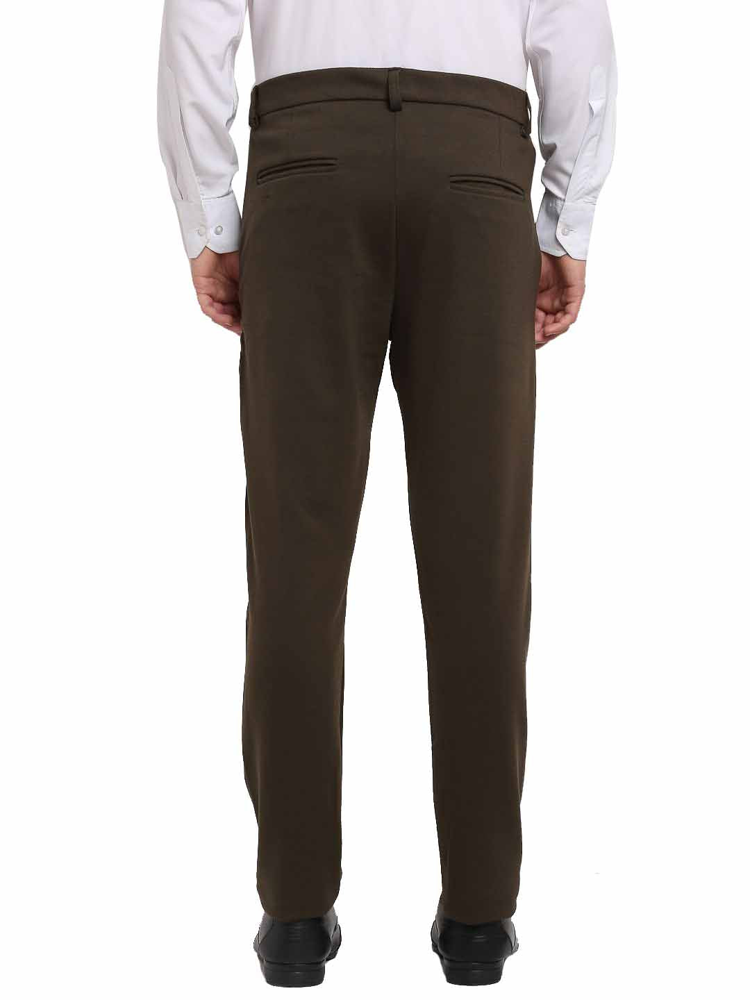 Jainish Men's Olive 4-Way Lycra Tapered Fit Trousers ( FGP 269Olive ) | Swadesiicart