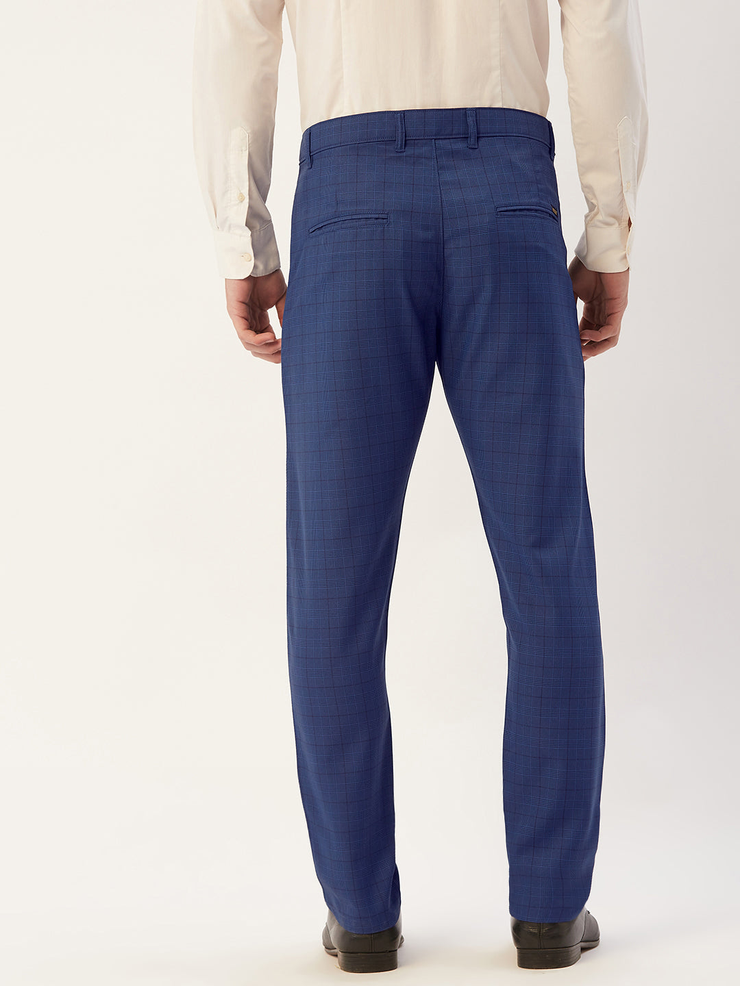 Jainish Men's Blue Checked Formal Trousers ( FGP 270 Blue ) | Swadesiicart