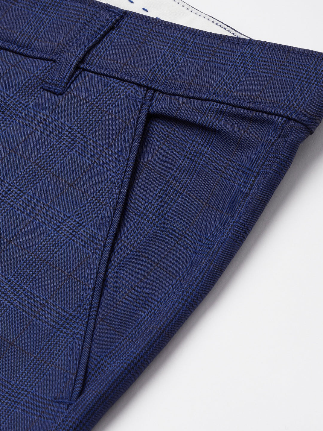 Jainish Men's Blue Checked Formal Trousers ( FGP 270 Blue ) | Swadesiicart