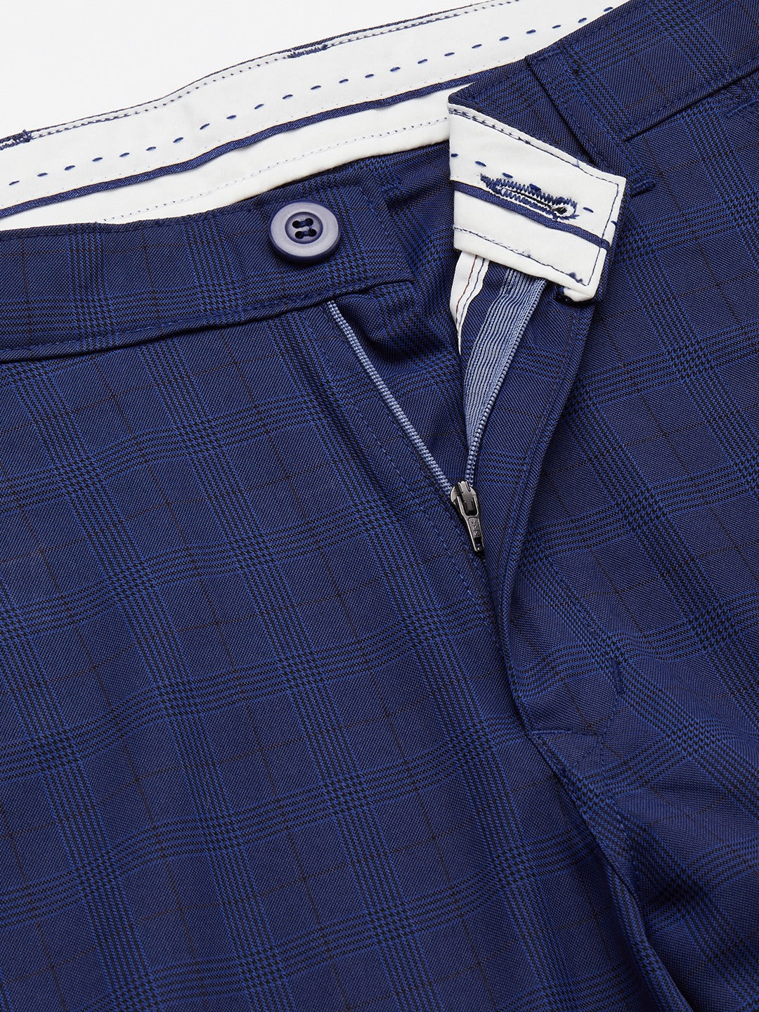 Jainish Men's Blue Checked Formal Trousers ( FGP 270 Blue ) | Swadesiicart