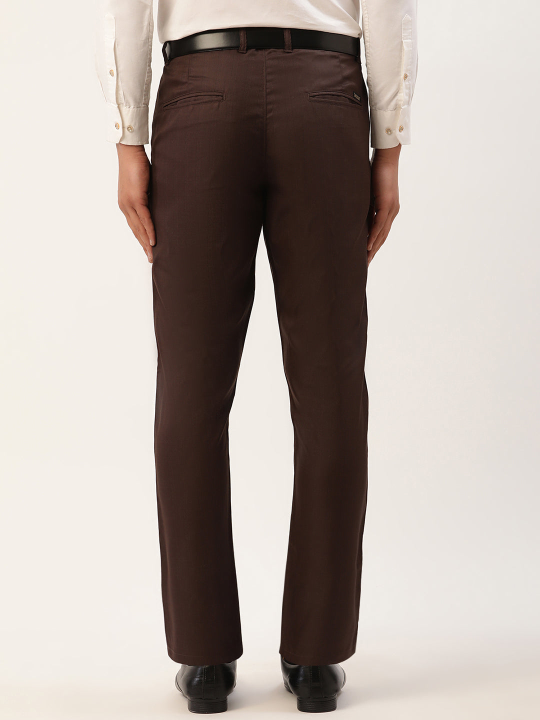 Jainish Men's Coffee Checked Formal Trousers ( FGP 270 Coffee ) | Swadesiicart
