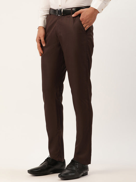 Jainish Men's Coffee Checked Formal Trousers ( FGP 270 Coffee ) | Swadesiicart