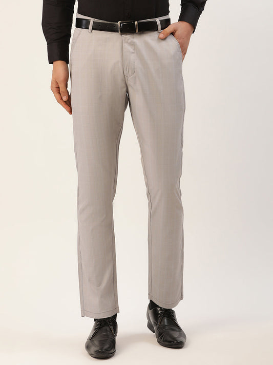 Jainish Men's Grey Checked Formal Trousers ( FGP 270 Grey ) | Swadesiicart