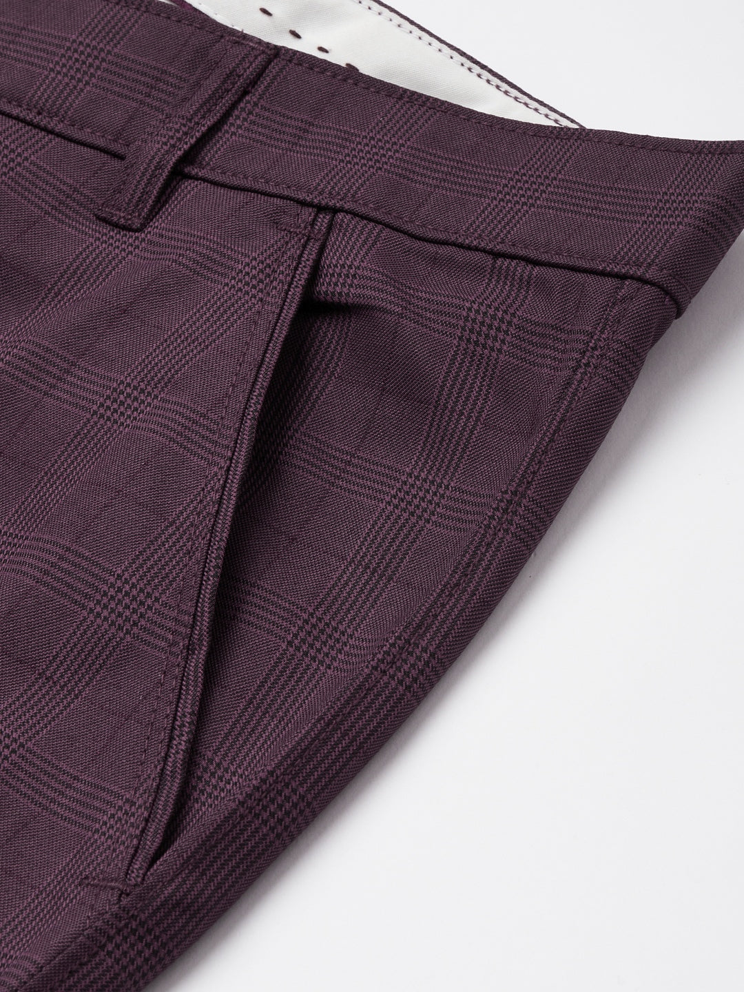 Jainish Men's Maroon Checked Formal Trousers ( FGP 270 Maroon ) | Swadesiicart