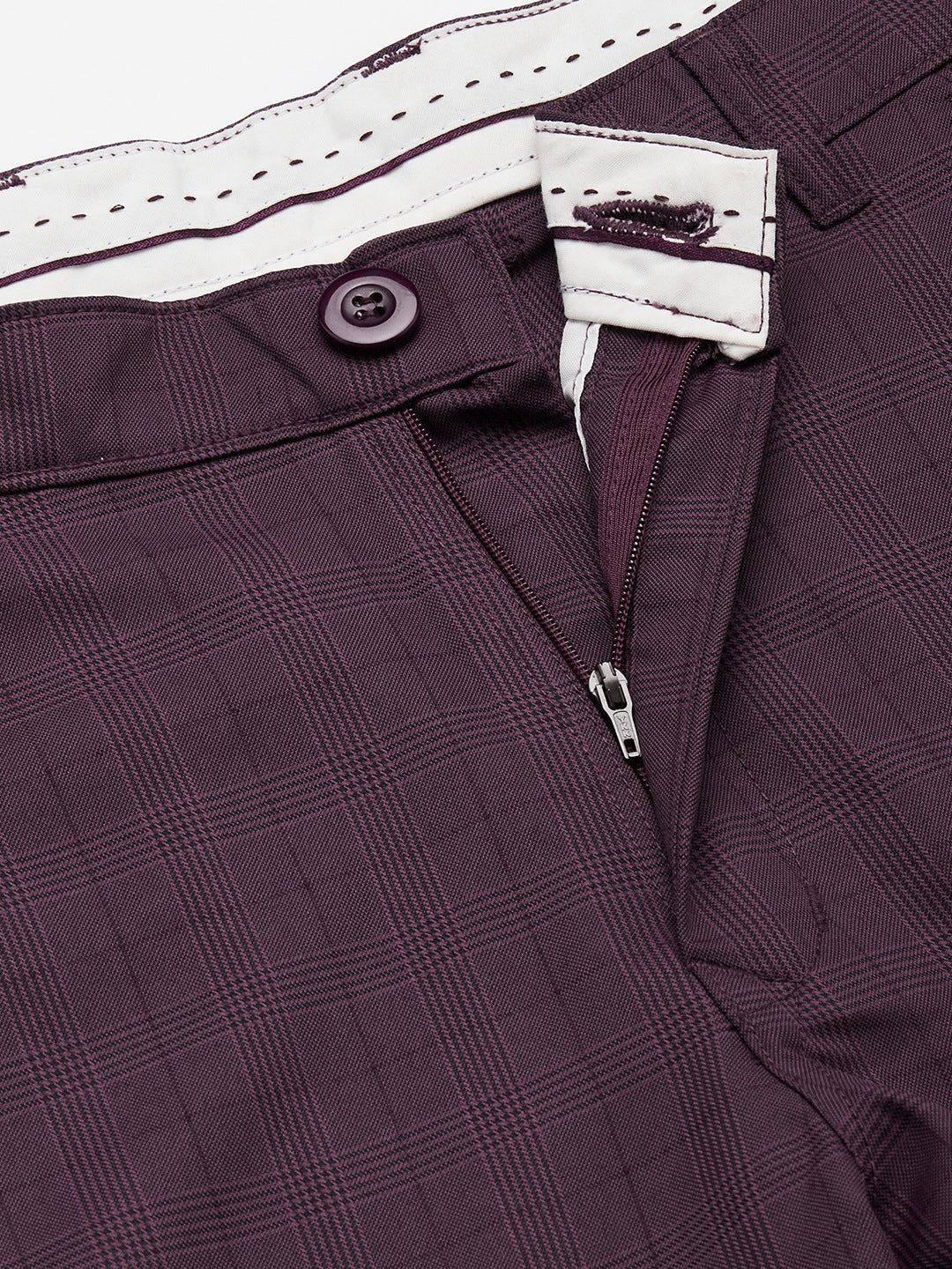Jainish Men's Maroon Checked Formal Trousers ( FGP 270 Maroon ) | Swadesiicart